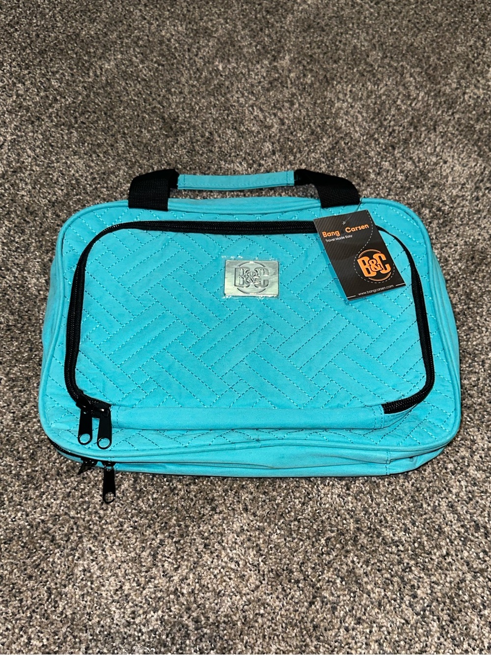 Bang & Carsen New Large Quilted Hanging Turquoise Travel Case